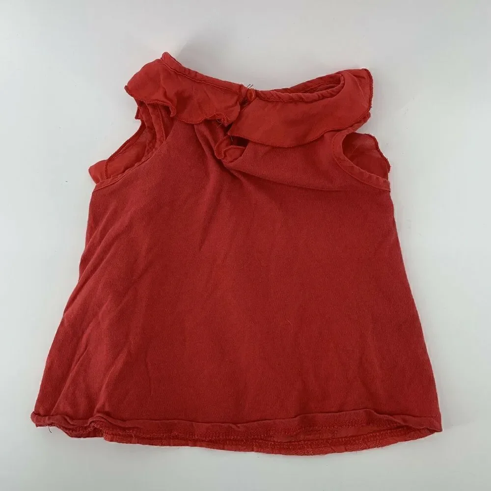 Zara Baby Red Ruffle Sleeveless Textured Top